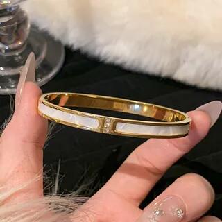 Rhinestone / Metallic Bangle Rhinestone & Shell - Gold | Gaya by Gaya