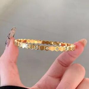 Rhinestone / Metallic Bangle Honeycomb - Gold | Gaya 260236513