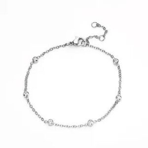 Rhinestone Sterling Silver Bracelet 1pc - Silver | Phoenoa 260730920