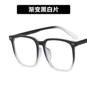 Square Blue Light Filtering Glasses Black & White Frame - Lens - Transparent 260912221