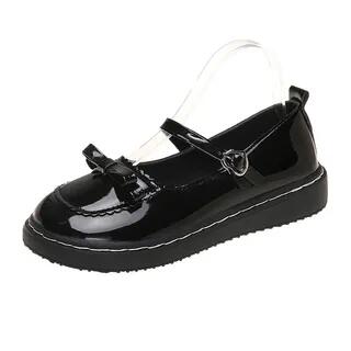 Bow Accent Patent Mary Jane Shoes Patent - Black - 37 by Queen Zoo
