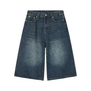 Washed Denim Jorts Dark Blue by FAERIS