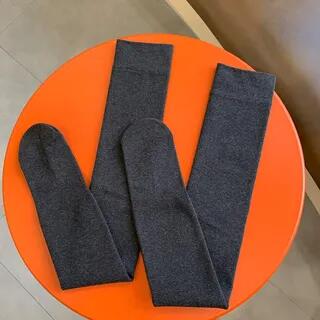 Plain Over The Knee Socks Dark Gray by Lychee