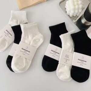 Plain Socks Set Set of 6 Pairs - 3 Pairs Black & 3 Pairs White 261287561