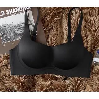 Plain Seamless Wireless Bra Black - L (36) by Wildery