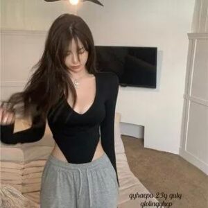 Black Deep V Neck Top fashion styling inspiration