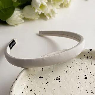Fabric Headband Plain - Milky White by enthice