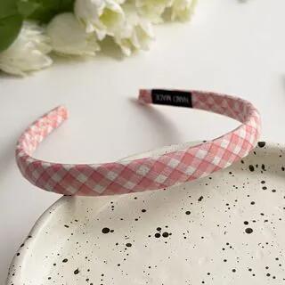 Fabric Headband Plaid - Pink by enthice