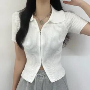 White Zip Front Top fashion styling inspiration
