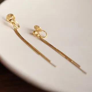 Alloy Threader Earring 1 Pair - Coil Clip On Earring - Gold by pexrl jewelry