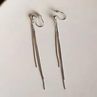 Alloy Threader Earring 1 Pair - Coil Clip On Earring - Silver by pexrl jewelry