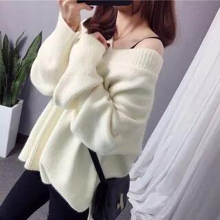V-Neck Plain Sweater Off-White | FR by FR