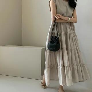 Sleeveless Plain Maxi Sundress Black by Lewwe