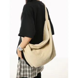 Unisex Corduroy Crossbody Bag Purple by Hikuozy