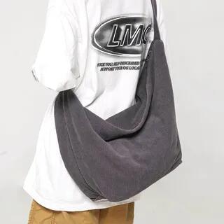 Unisex Corduroy Crossbody Bag Brown by Hikuozy