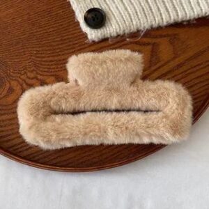 Fluffy Cutout Hair Claw Light Coffee | Kiren 264771908