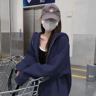 Plain Zip Hoodie Navy Blue by Cossita
