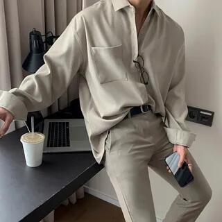 Plain Pocket Detail Shirt C55 - Khaki by GRAYCIOUS