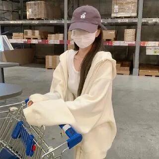 Plain Zip Hoodie Almond by Cossita