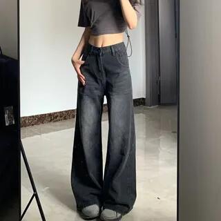 Mid Rise Wide Leg Jeans Black | Jerolenea by Jerolenea