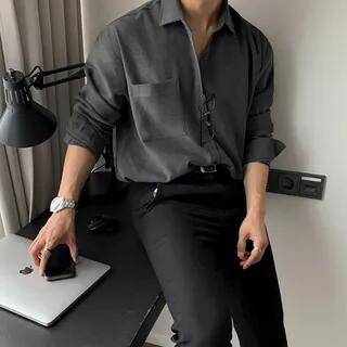 Plain Pocket Detail Shirt C55 - Gray by GRAYCIOUS