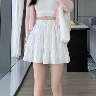 Balletcore Elastic Waist Frill Tim Tiered Mini A-Line Skirt H1364 - White by Melon Juice