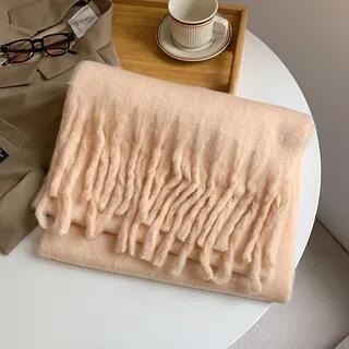 Fringed Plain Scarf Mauve Pink by Pompabee
