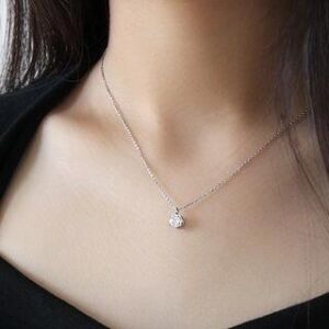 925 Sterling Silver Rhinestone Pendant Necklace Platinum | Phoenoa 265862195