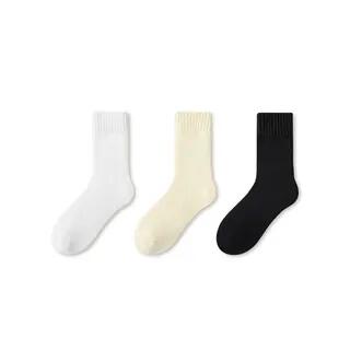 Plain Fleece-Lined Short Socks Set Set of 3 Pairs - White & Yellow & Black by Mimiyu