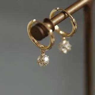 Rhinestone Sterling Silver Dangle Earring 1 Pair - Gold | Phoenoa by Phoenoa