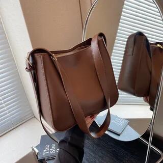 Faux Leather Crossbody Bag Coffee by KOCORE