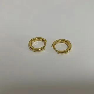 Alloy Huggie Earring / Hoop Earring (Various Designs) 1 Pair - 925 Silver Needle - Gold - 8mm by Panda Dama
