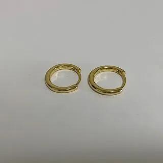 Alloy Huggie Earring / Hoop Earring (Various Designs) 1 Pair - 925 Silver Needle - Gold - 11mm by Panda Dama