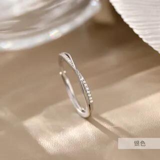 Layered Rhinestone Sterling Silver Open Ring 1pc - Silver by pexrl jewelry