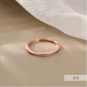 Layered Rhinestone Sterling Silver Open Ring 1pc - Rose Gold 268703973