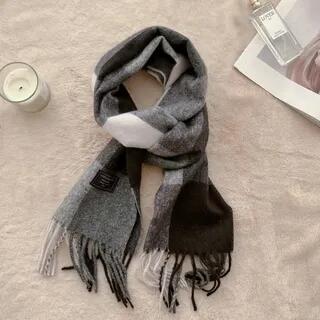 Plaid Fringe Scarf 06 - Plaid - Gray & Brown by Frior