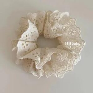 Plain Eyelet Lace Scrunchie Scrunchie - Beige | Chimerro 269773649