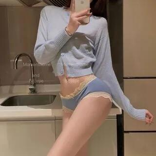 Lace Trim Panty Blue by Candyiry