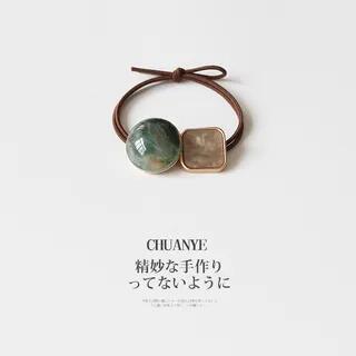 Patterned Geometric Hair Tie 03 - Green | Kawano by Kawano