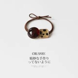 Patterned Geometric Hair Tie 01 - Dark Coffee | Kawano 273646977