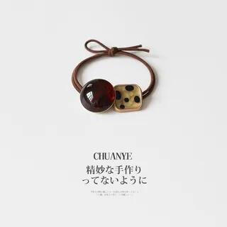 Patterned Geometric Hair Tie 01 - Dark Coffee | Kawano by Kawano