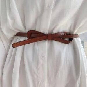 Knot Genuine Leather Slim Belt Black | Pompabee 273647016