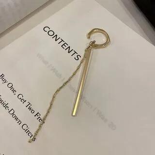 Alloy Fringed Cuff Earring 1 Pc - Left Side - Clip On Earring - Gold by Show Mind