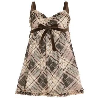 V-Neck Plaid Ruffled-Trim A-Line Camisole Top / Short Sleeve Top Short Sleeve by Sosana