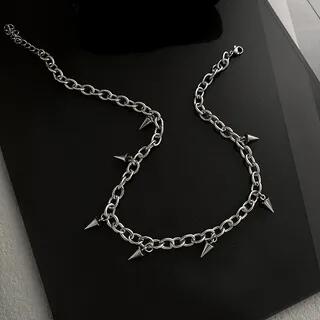 Stud Stainless Steel Choker Choker - Silver | Lilafey by Lilafey