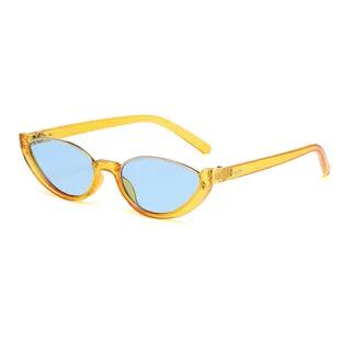 Small Oval Semi-Rimless Sunglasses C3 - Yellow & Blue | Aisyi by Aisyi