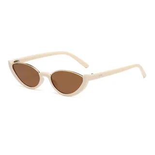Small Oval Semi-Rimless Sunglasses C5 - Beige & Gray Brown | Aisyi by Aisyi