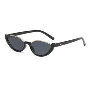 Small Oval Semi-Rimless Sunglasses C1 - Black & Dark Gray | Aisyi 276409536