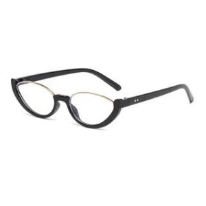 Small Oval Semi-Rimless Sunglasses C10 - Black & Transparent | Aisyi 276409574