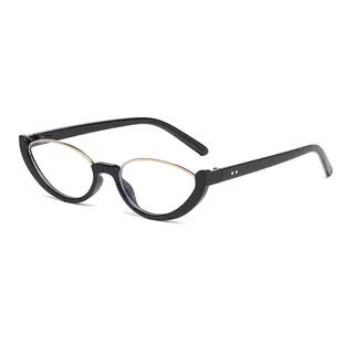 Small Oval Semi-Rimless Sunglasses C10 - Black & Transparent | Aisyi by Aisyi